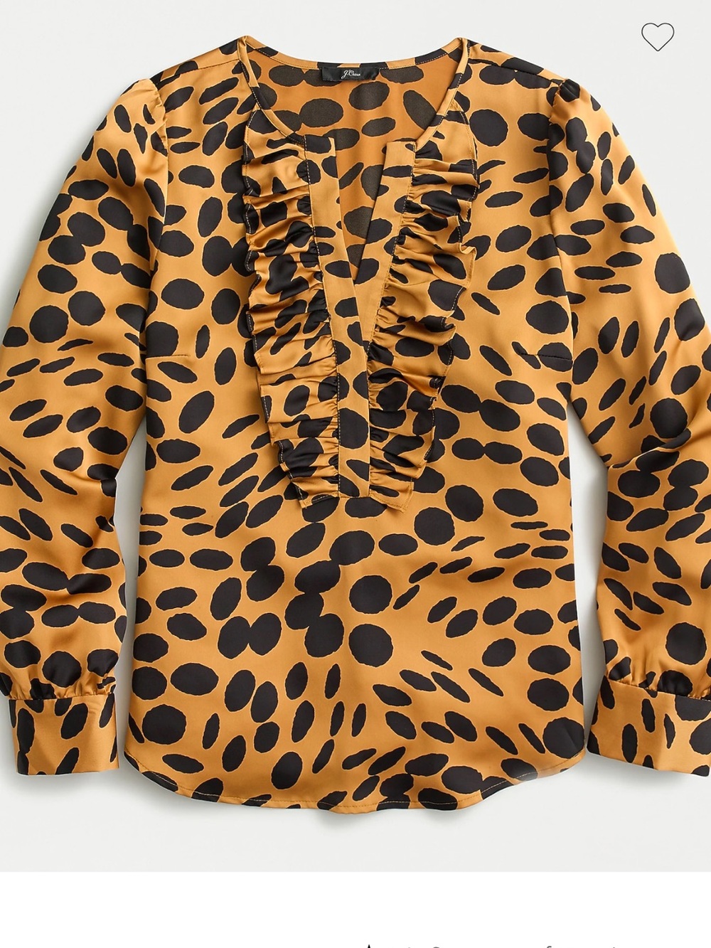 J.Crew long sleeve wavy dot ruffle front blouse